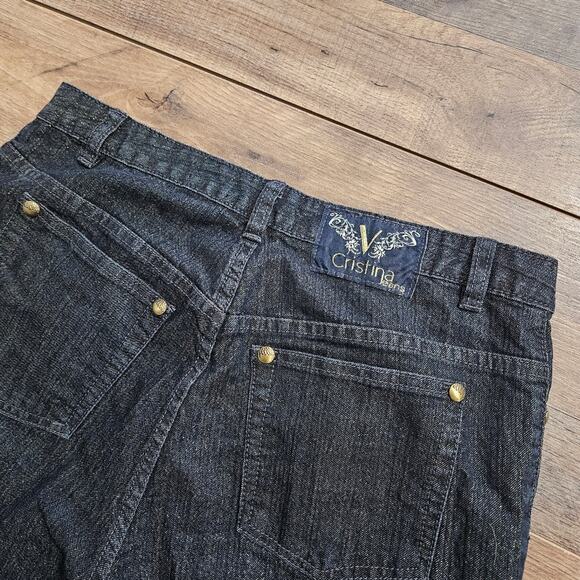 V Cristina Jeans Womens Blue High Rise Gold Metallic Straight Leg Size 12 Denim - Picture 12 of 14